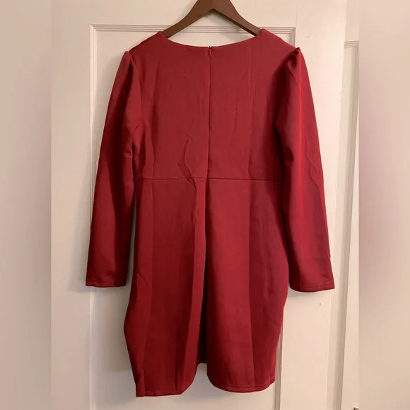 NWT DESIRED DRESSES Wine Ruched Mini Dress - Picture 5 of 7